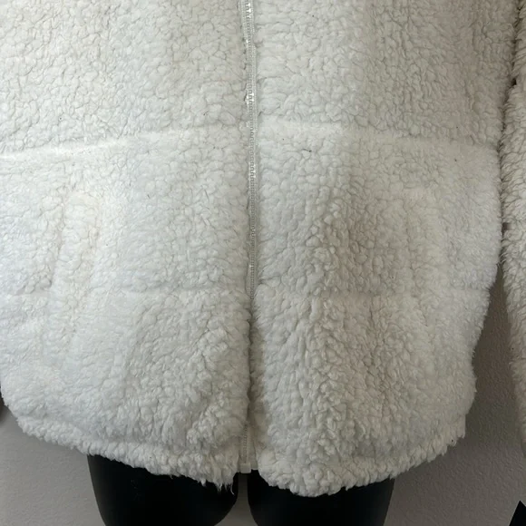 Art Class Girls Ivory White Faux Fur Sherpa Puffer Zip Up Jacket - Picture 3 of 9